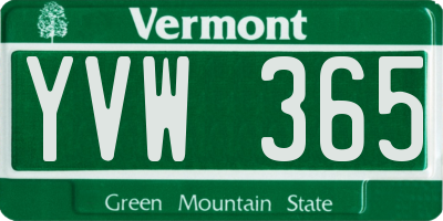 VT license plate YVW365