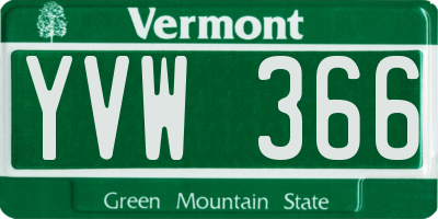 VT license plate YVW366