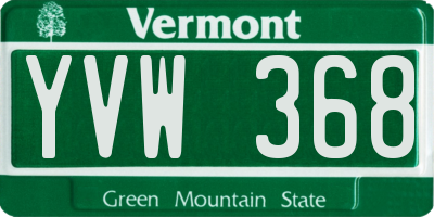VT license plate YVW368