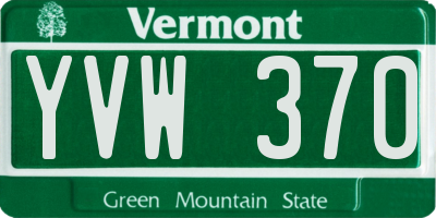 VT license plate YVW370