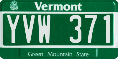 VT license plate YVW371