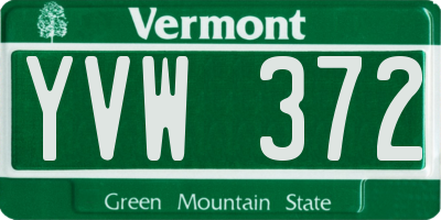 VT license plate YVW372