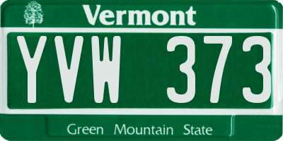 VT license plate YVW373