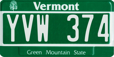 VT license plate YVW374