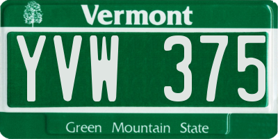 VT license plate YVW375