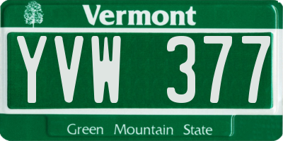 VT license plate YVW377