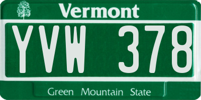 VT license plate YVW378
