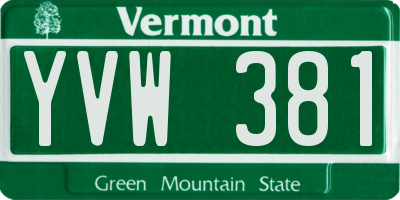 VT license plate YVW381