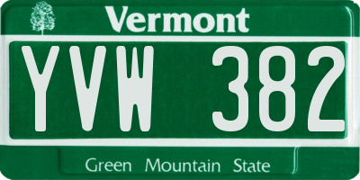 VT license plate YVW382