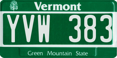 VT license plate YVW383
