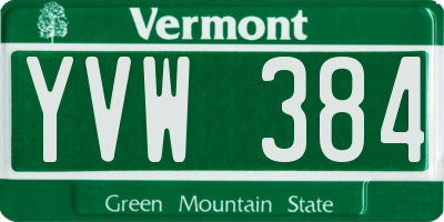 VT license plate YVW384