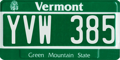 VT license plate YVW385