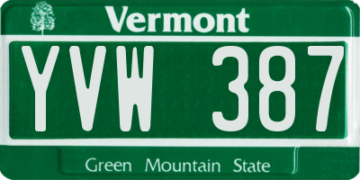 VT license plate YVW387