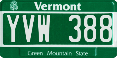 VT license plate YVW388