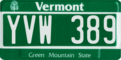 VT license plate YVW389