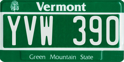 VT license plate YVW390