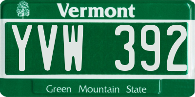 VT license plate YVW392
