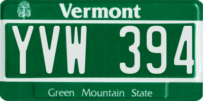 VT license plate YVW394