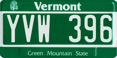 VT license plate YVW396