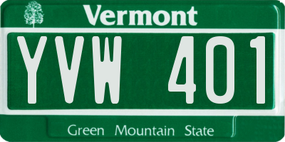 VT license plate YVW401