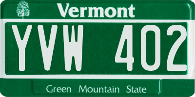 VT license plate YVW402