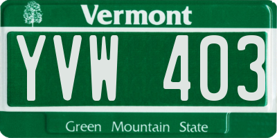 VT license plate YVW403