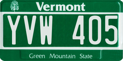 VT license plate YVW405