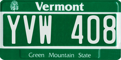 VT license plate YVW408