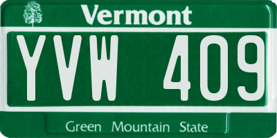 VT license plate YVW409