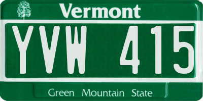 VT license plate YVW415