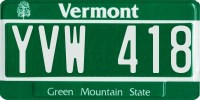 VT license plate YVW418
