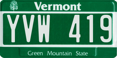 VT license plate YVW419
