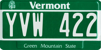 VT license plate YVW422