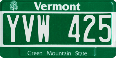 VT license plate YVW425