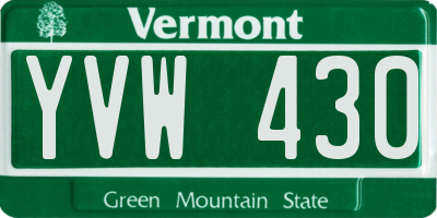 VT license plate YVW430