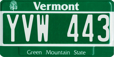 VT license plate YVW443