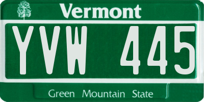 VT license plate YVW445