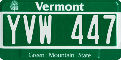 VT license plate YVW447