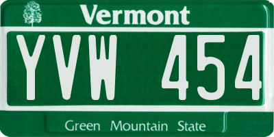 VT license plate YVW454