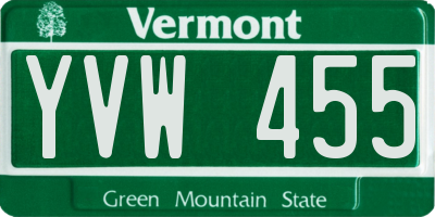 VT license plate YVW455