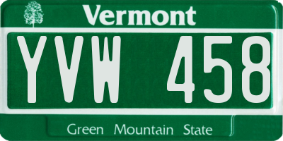 VT license plate YVW458
