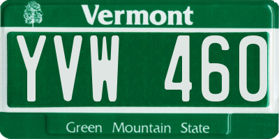 VT license plate YVW460