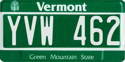 VT license plate YVW462