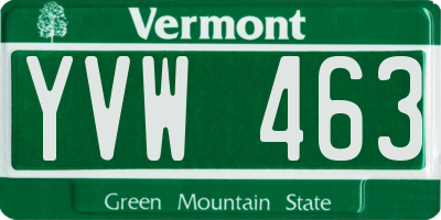 VT license plate YVW463