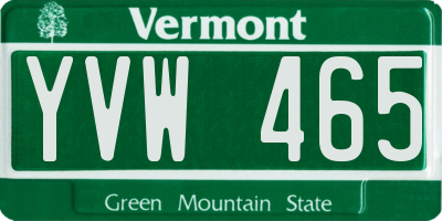 VT license plate YVW465