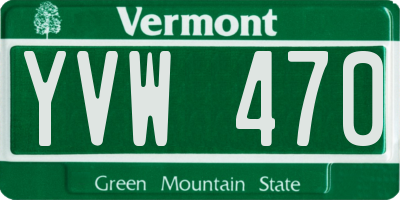 VT license plate YVW470