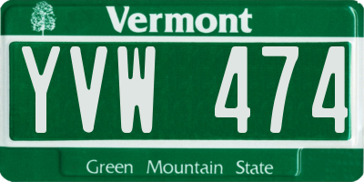 VT license plate YVW474