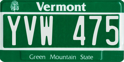 VT license plate YVW475