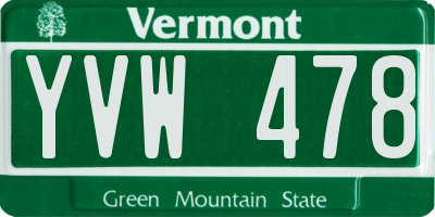 VT license plate YVW478