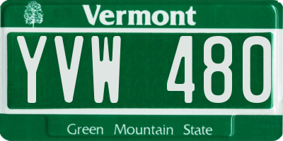 VT license plate YVW480